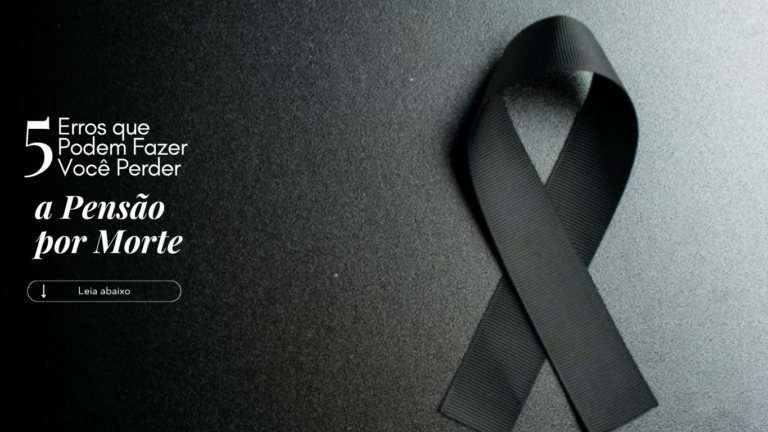Capa de artigo sobre pensão por morte do INSS ilustrada por um laço preto, abordando cinco erros que podem comprometer o direito ao benefício.